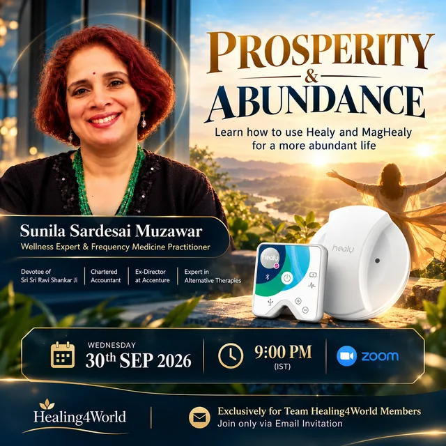 Poster: Prosperity and Abundance, using Healy and MagHealy, with Sunila Sardesai Muzawar, 30 September 2026