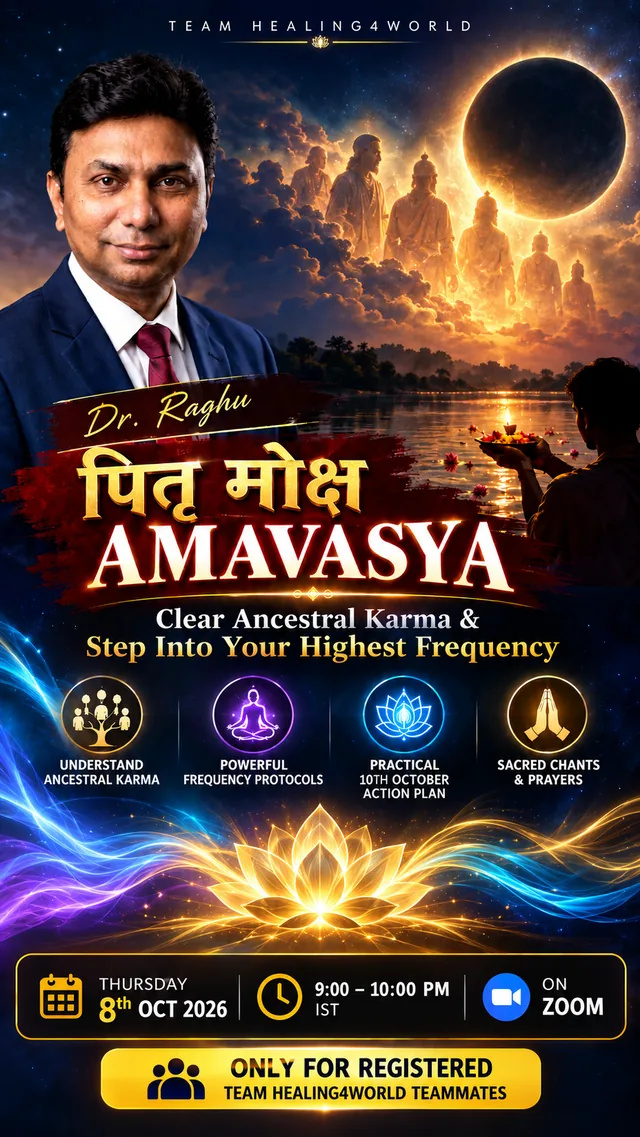 Poster: Pitru Moksha Amavasya session with Dr. Raghu Arya, 8 October 2026