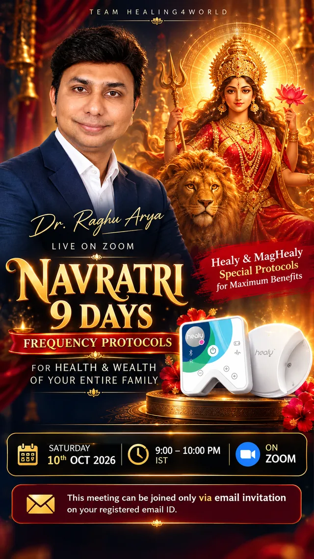 Poster: Navratri session on Healy and MagHealy protocols with Dr. Raghu Arya, 10 October 2026