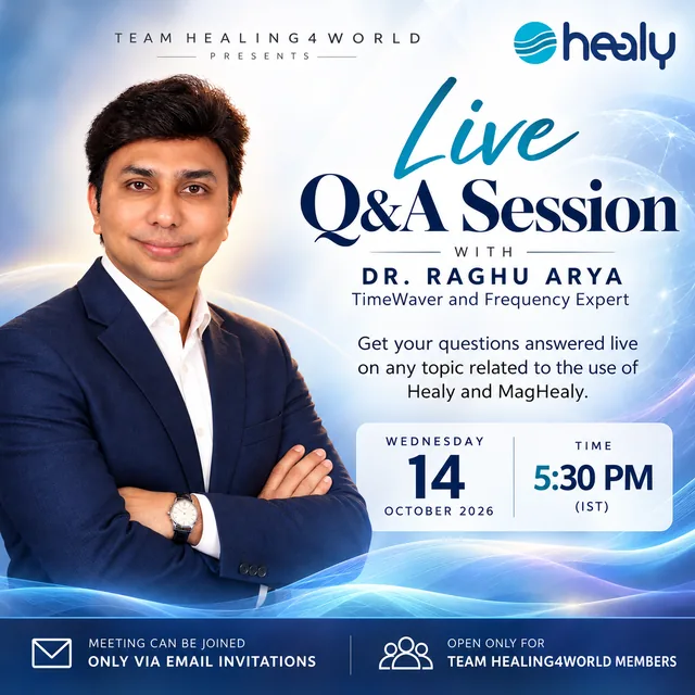 Poster: live Q&A session on using Healy and MagHealy with Dr. Raghu Arya, 14 October 2026