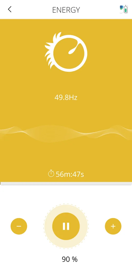 Healy app screen with the Energy program running
