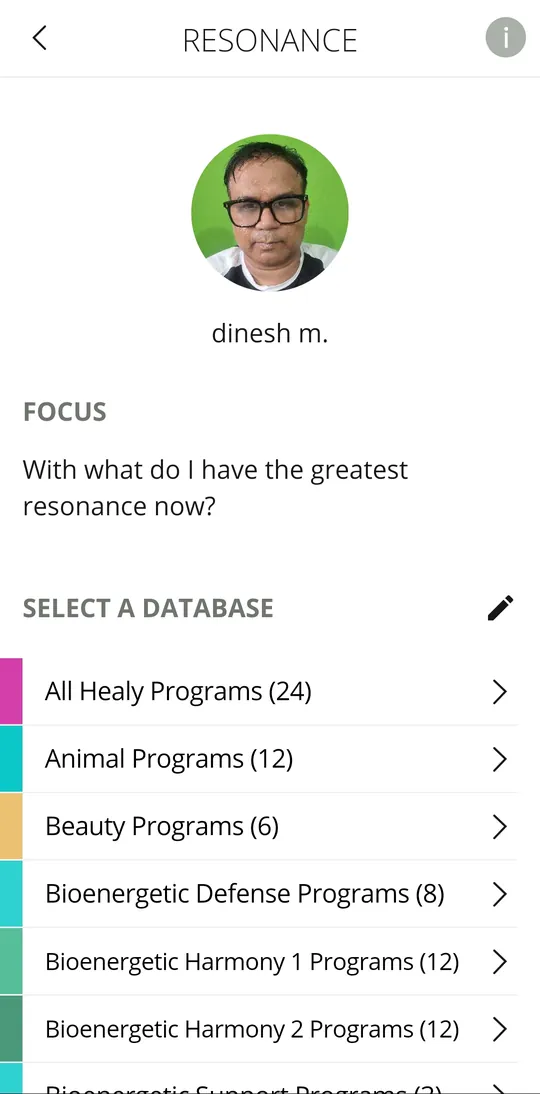 Resonance analysis: choose a database